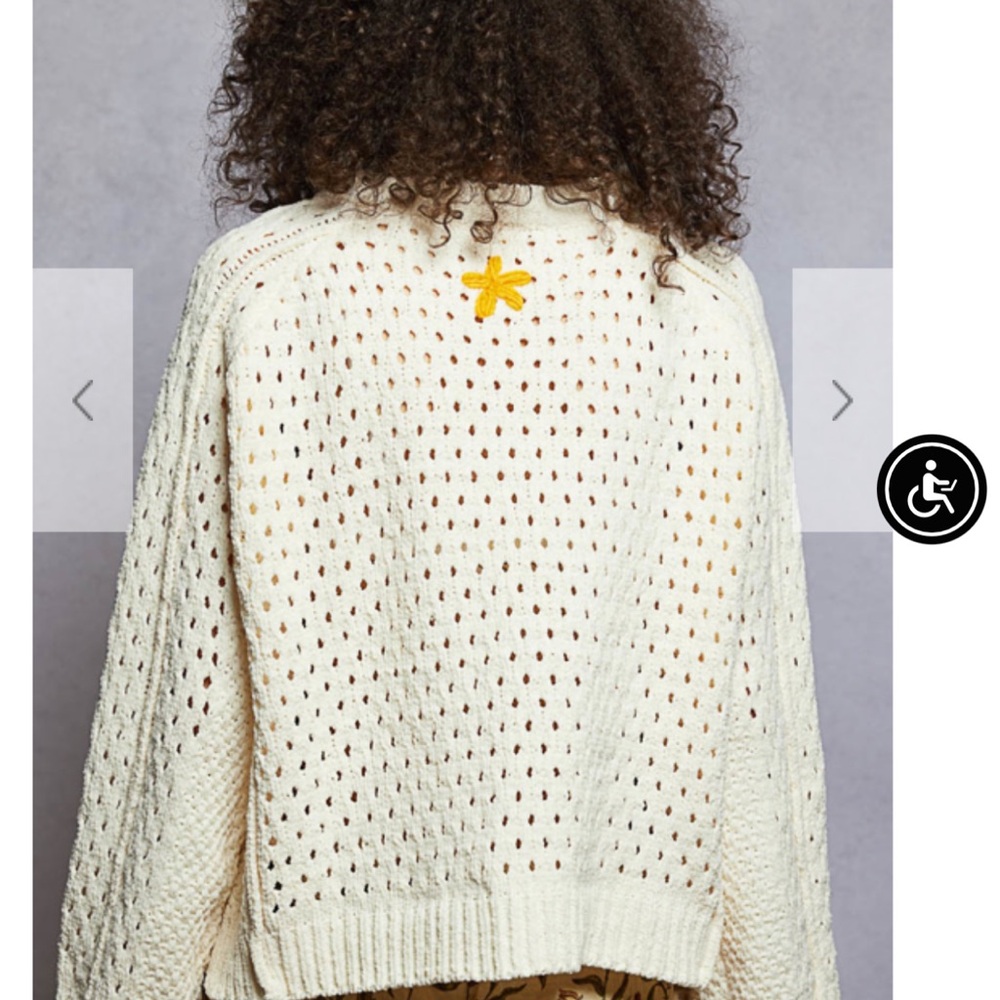POL beautifully Embroidered Floral Women Sweater - Cream, Red, Yellow - Picture 5 of 6